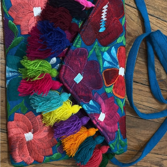 Mexican Handmade Embroidered Floral Bag Purse Crossbody Boho NWOT - Picture 3 of 10